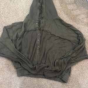 FP Movement by Free People Olive Green Hooded Pullover Sweater